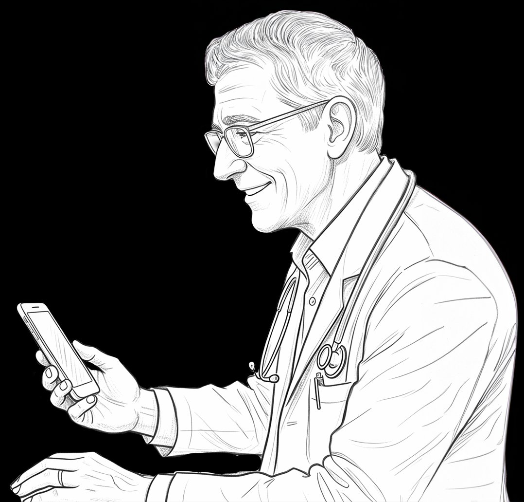 Illustrated HCP with phone